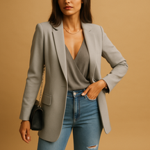 Eleganter langer Blazer mit schlankem Schnitt für Damen | Elise-Genf Boutique