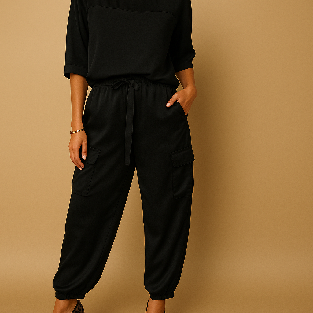 Elegantes Satin Damen-Set mit halblangem Ärmel | Amélie-Genf Boutique