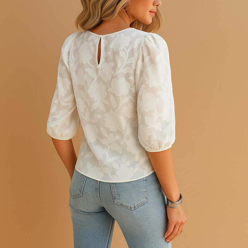 Elvira | Elegantes Blumenoberteil mit schickem Druck für Frauen-Genf Boutique
