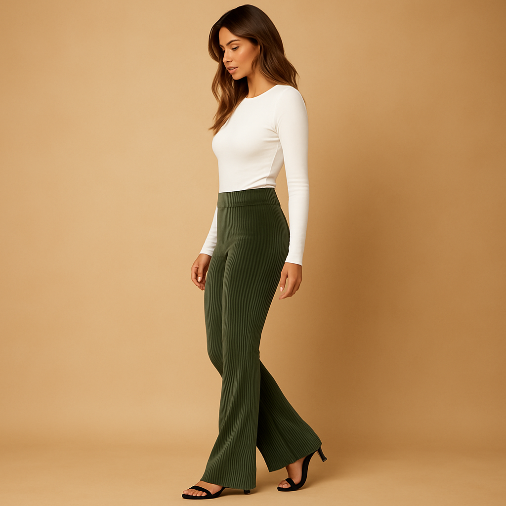 Flared Cordhosen Damen aus weichem Rippenstoff | Yara-Genf Boutique