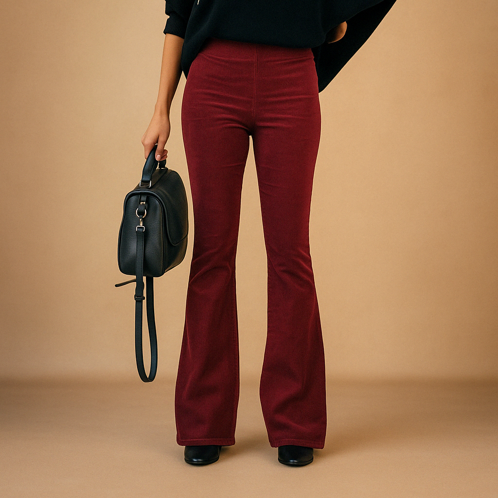 Stoffhose Damen im Retro-Look mit ausgestelltem Bein | Maartje-2