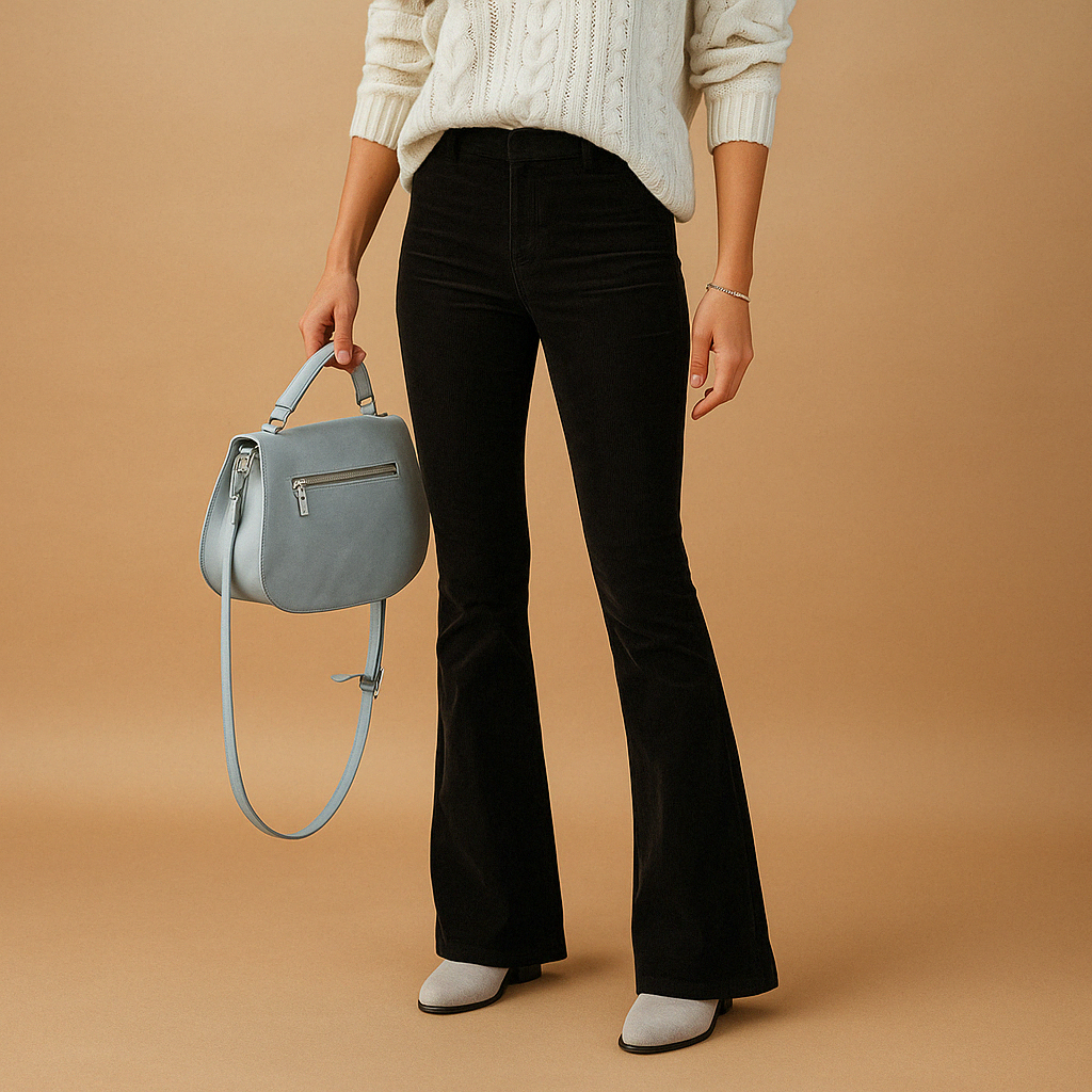 Stoffhose Damen im Retro-Look mit ausgestelltem Bein | Maartje-1