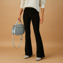 Stoffhose Damen im Retro-Look mit ausgestelltem Bein | Maartje-1
