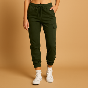 Hochtaillierte Frachtpants mit Stretchstoff für Damen | Elvira-Genf Boutique