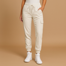 Hochtaillierte Frachtpants mit Stretchstoff für Damen | Elvira-Genf Boutique