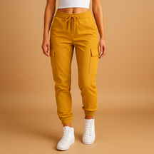 Hochtaillierte Frachtpants mit Stretchstoff für Damen | Elvira-Genf Boutique
