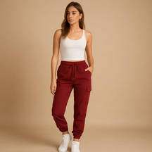 Hochtaillierte Frachtpants mit Stretchstoff für Damen | Elvira-Genf Boutique