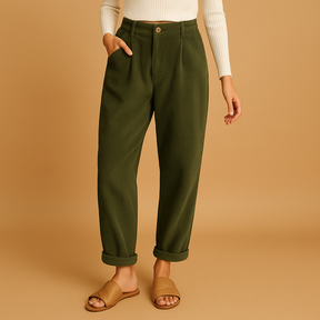 Hochtaillierte Stoffhose Damen mit geraden Beinen | Nina-Genf Boutique