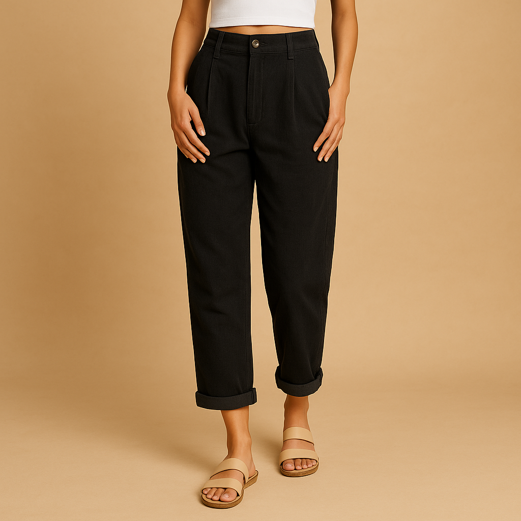 Hochtaillierte Stoffhose Damen mit geraden Beinen | Nina-Genf Boutique
