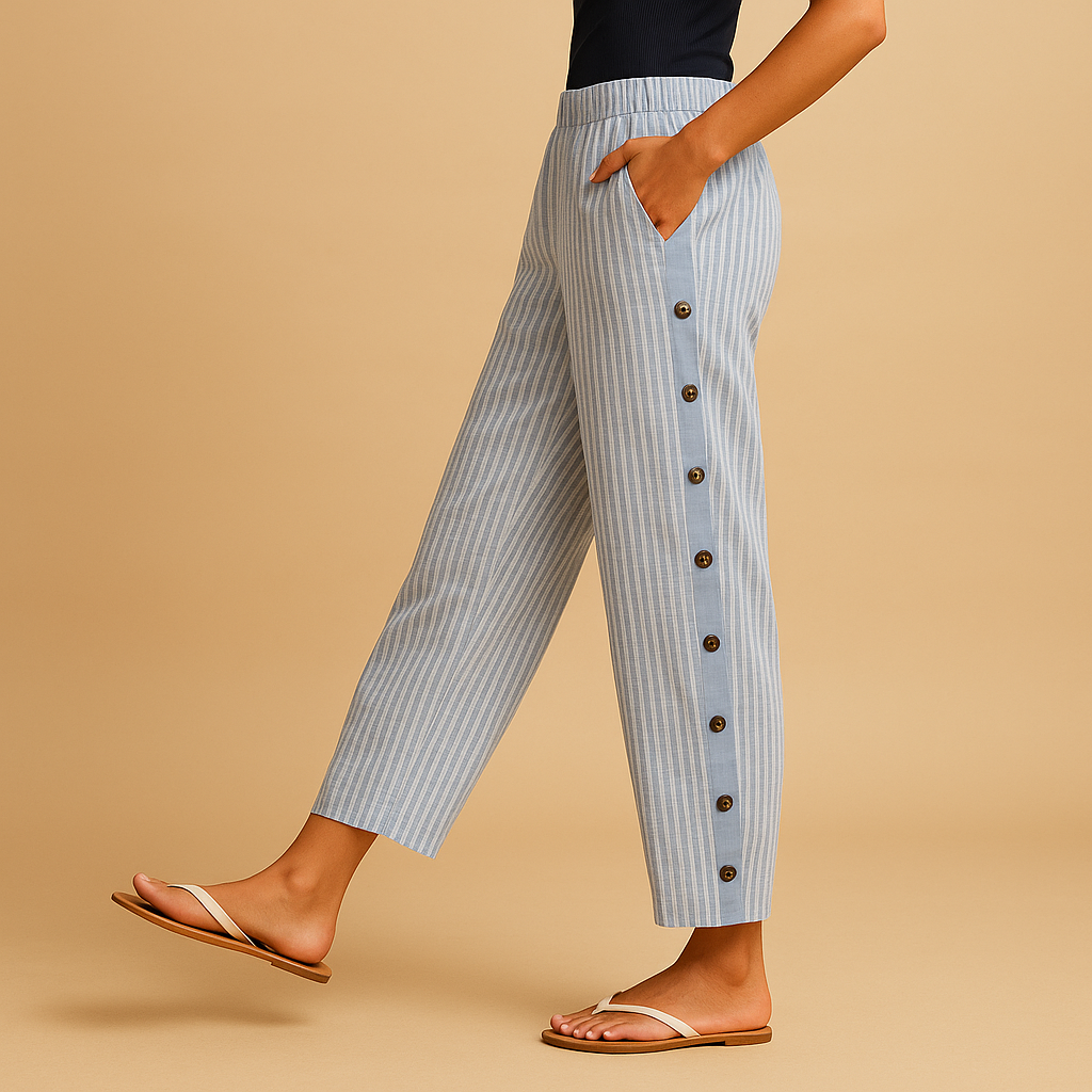 Hochtaillierte Stoffhose Damen mit gestreiftem Design | Tania-Genf Boutique