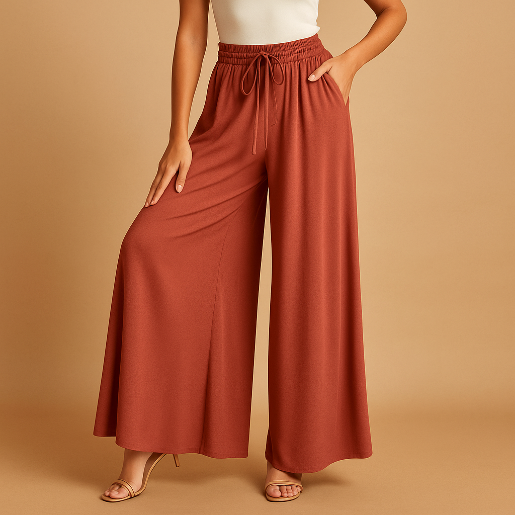 Hosen Damen mit Hoher Taille und Weitem Bein | Yara-Genf Boutique