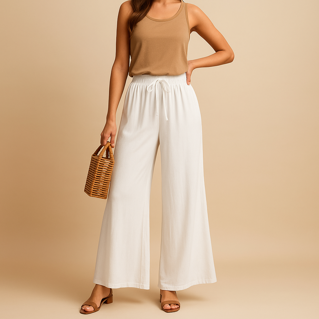 Hosen Damen mit Hoher Taille und Weitem Bein | Yara-Genf Boutique