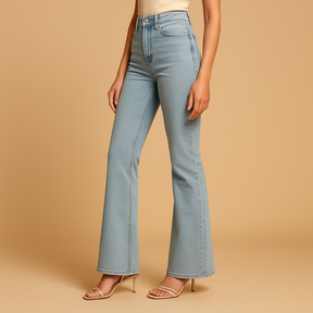 Jeans Damen Hohe Taille mit Ausgestellten Beinen | Yasmine-Genf Boutique