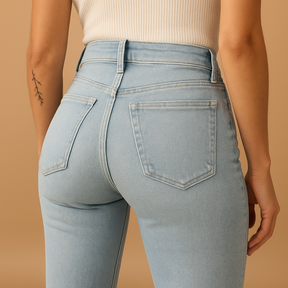 Jeans Damen Hohe Taille mit Ausgestellten Beinen | Yasmine-Genf Boutique