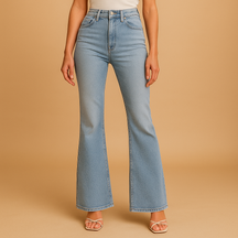 Jeans Damen Hohe Taille mit Ausgestellten Beinen | Yasmine-Genf Boutique