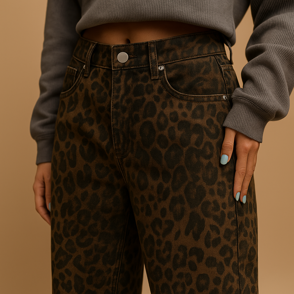 Jeans Damen im Leopardenmuster für einen kühnen Look | Nelly-Genf Boutique