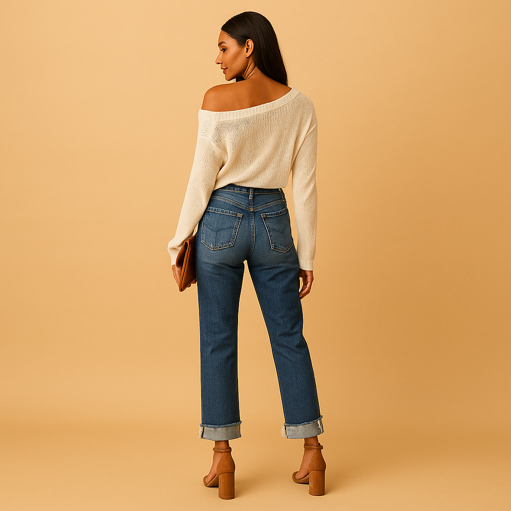 Jeans Damen mit Asymmetrischer Taille für Lässigen Stil | Edna-Genf Boutique