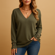 Jolien | Fallende Bluse mit V-Ausschnitt und Knopfdetails für Frauen-Genf Boutique