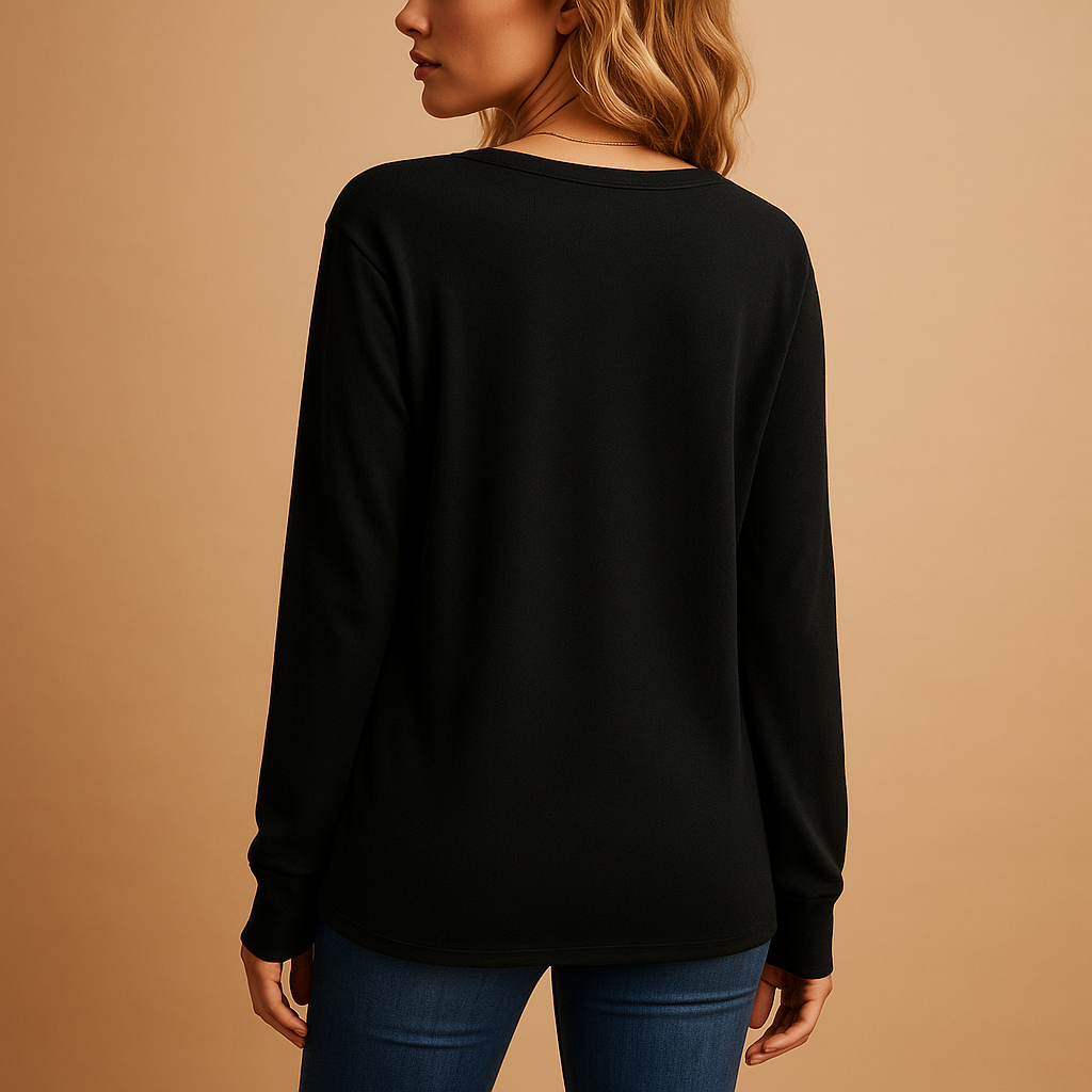 Jolien | Fallende Bluse mit V-Ausschnitt und Knopfdetails für Frauen-Genf Boutique