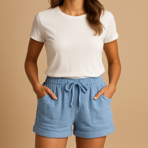 Kurze Hosen für Damen mit Elastischem Bund und Taschen | Manya-Genf Boutique