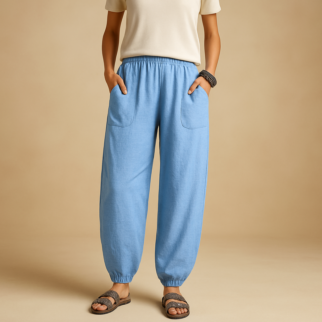 Leichte Sommerhose Damen mit Hohem Taillenbund | Femke-Genf Boutique