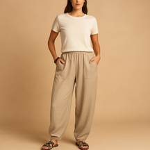 Leichte Sommerhose Damen mit Hohem Taillenbund | Femke-Genf Boutique