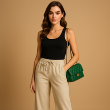Leinenhose Damen mit Elastischer Taille für Sommer | Fleur-Genf Boutique
