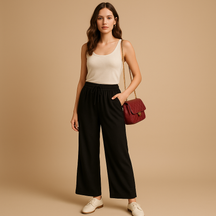 Leinenhose Damen mit Elastischer Taille für Sommer | Fleur-Genf Boutique