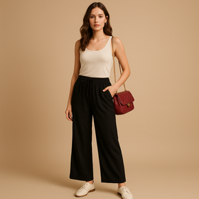 Leinenhose Damen mit Elastischer Taille für Sommer | Fleur-Genf Boutique
