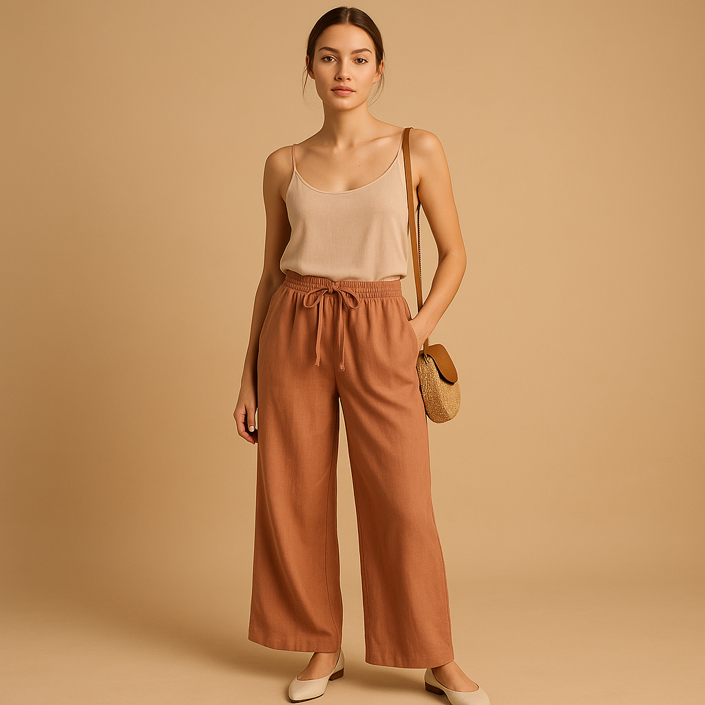 Leinenhose Damen mit Elastischer Taille für Sommer | Fleur-Genf Boutique