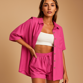 Luftiges Sommer Lounge Set mit Vest und Shorts | Fenna-Genf Boutique
