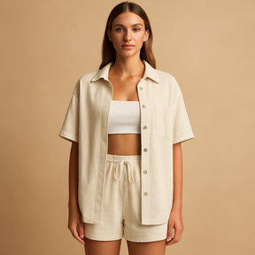 Luftiges Sommer Lounge Set mit Vest und Shorts | Fenna-Genf Boutique