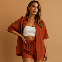 Luftiges Sommer Lounge Set mit Vest und Shorts | Fenna-Genf Boutique