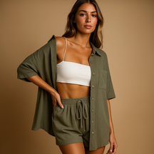 Luftiges Sommer Lounge Set mit Vest und Shorts | Fenna-Genf Boutique