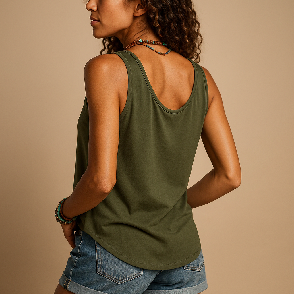 Luftiges ärmelloses Oberteil mit V-Ausschnitt für Frauen | Yara-Genf Boutique