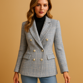 Maßgeschneiderter karierten Blazer für Damen | Myrte-Genf Boutique