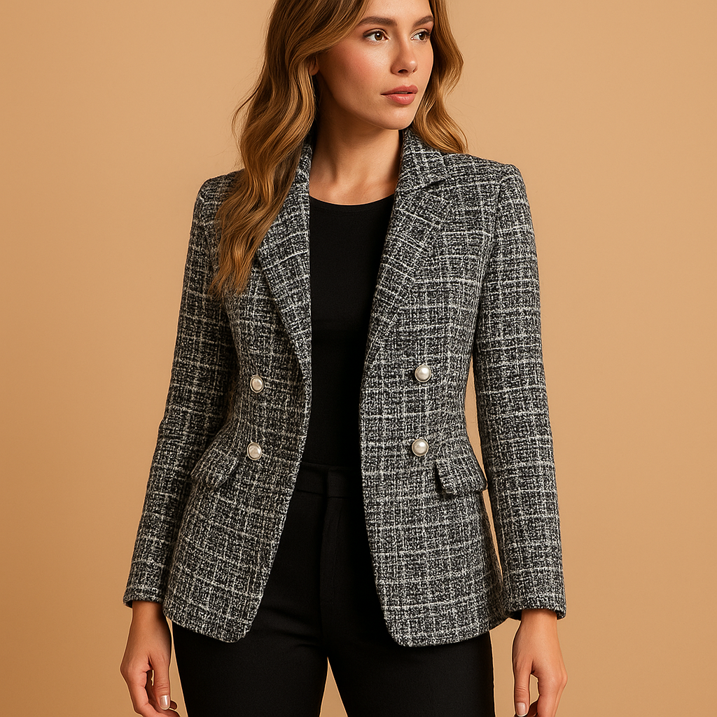 Maßgeschneiderter karierten Blazer für Damen | Myrte-Genf Boutique