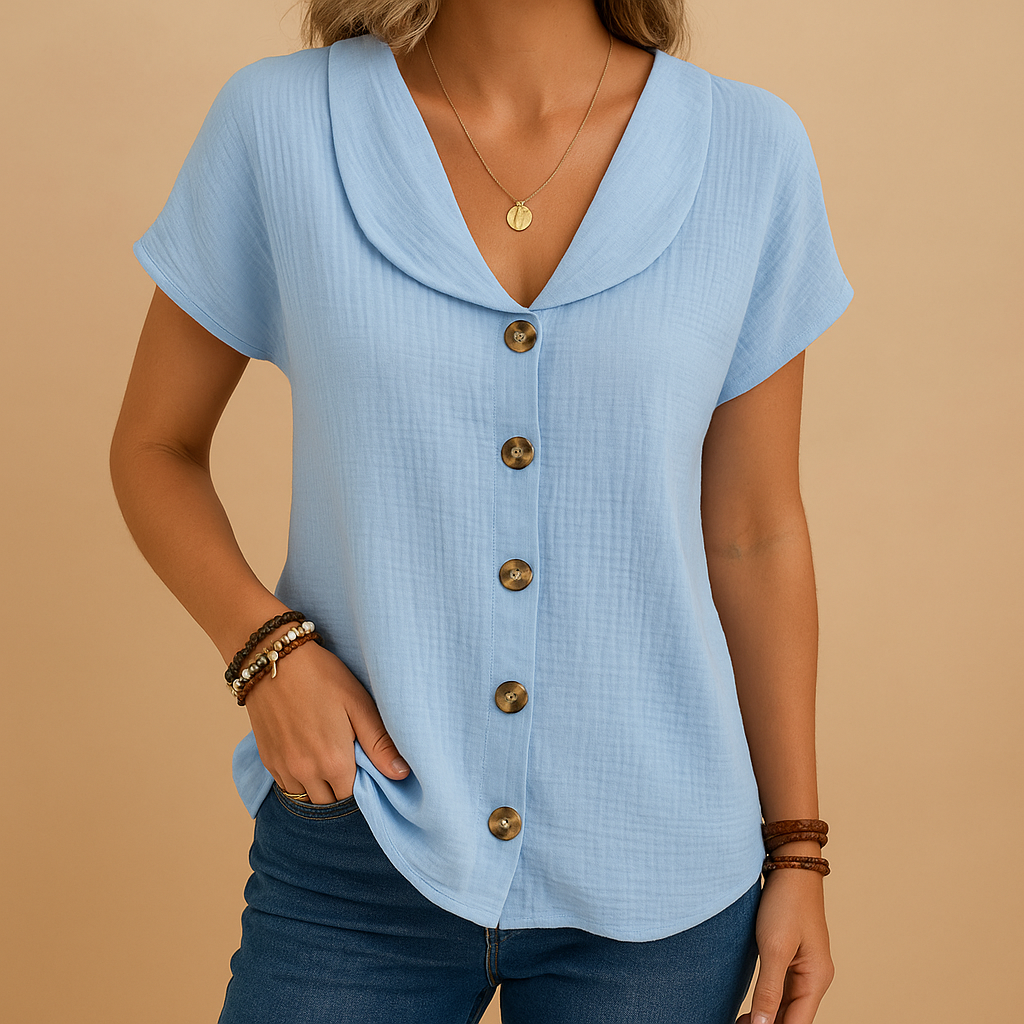 Merel | Elegante Bluse von Baumwolllinienmischung für Frauen-Genf Boutique