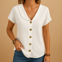 Merel | Elegante Bluse von Baumwolllinienmischung für Frauen-Genf Boutique
