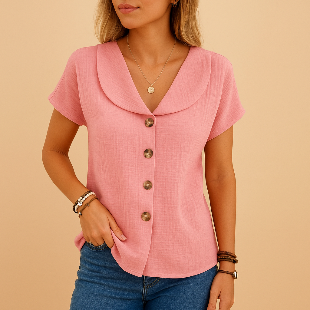 Merel | Elegante Bluse von Baumwolllinienmischung für Frauen-Genf Boutique