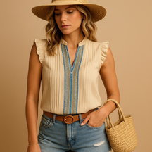 Oberteile für Damen mit Bohemian Print und fließender Passform | Lara-Genf Boutique