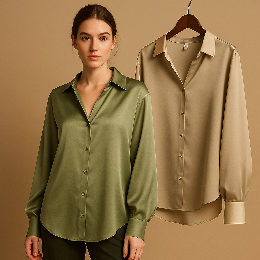 Satinbluse mit veränderten Kragen für Damen | Mirthe-Genf Boutique