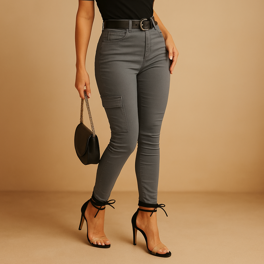 Stoffhose Damen mit elastischen Knöcheln und Seitentaschen | Jasmin-Genf Boutique