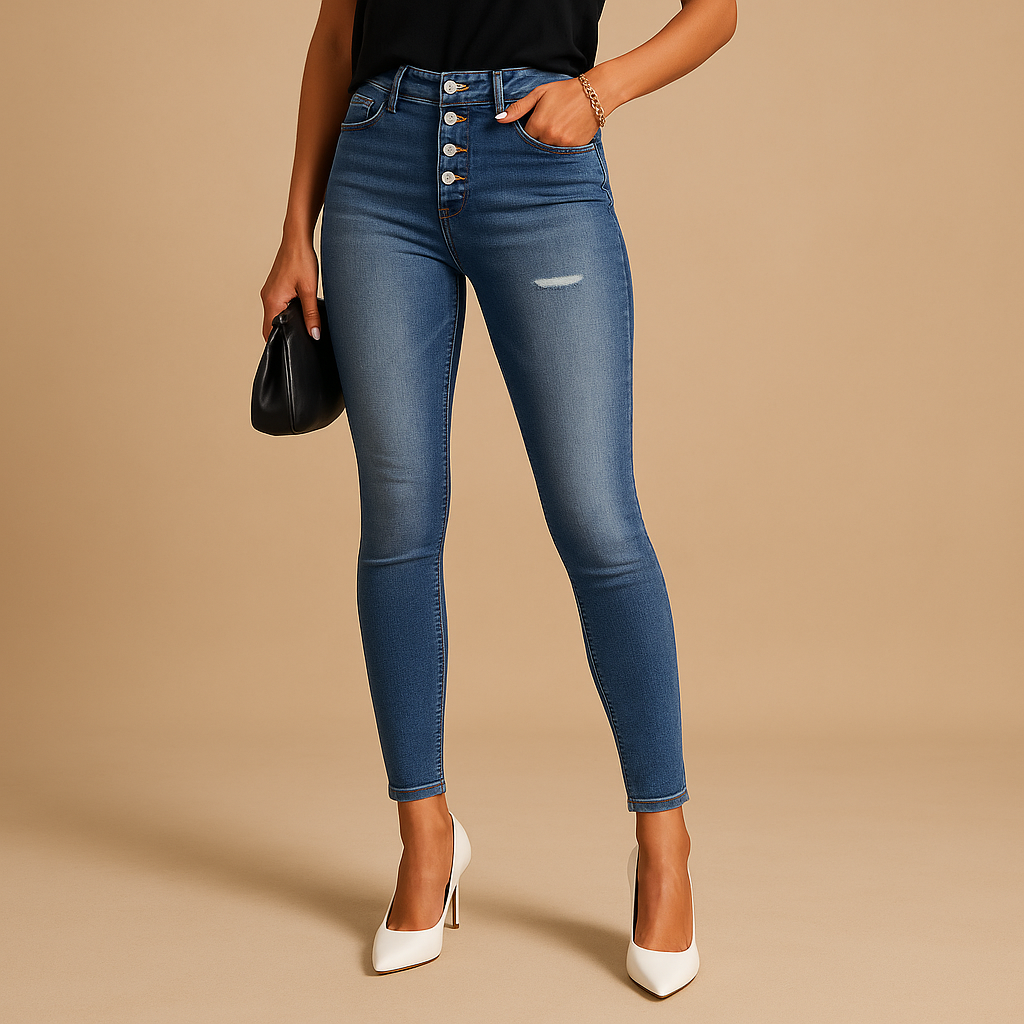 Zerrissene Damenjeans mit ausgefranstem Finish für coolen Look | Mila-Genf Boutique