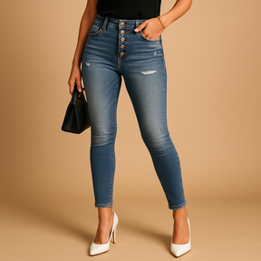 Zerrissene Damenjeans mit ausgefranstem Finish für coolen Look | Mila-Genf Boutique