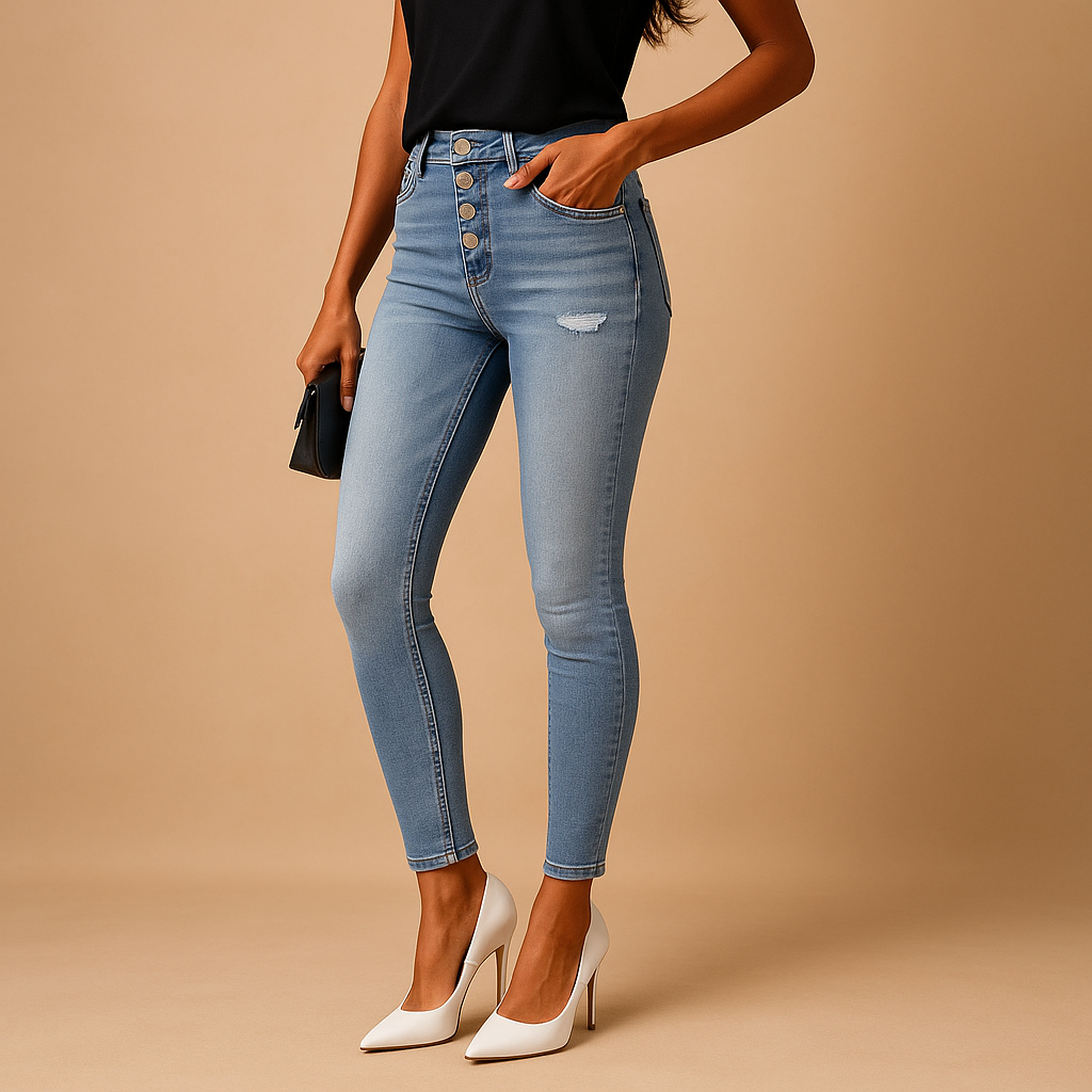 Zerrissene Damenjeans mit ausgefranstem Finish für coolen Look | Mila-Genf Boutique