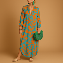 Variant image for Boho Maxi Kleid mit langen Ärmeln aus leichtem Stoff | Mila-6