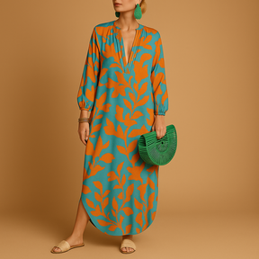 Variant image for Boho Maxi Kleid mit langen Ärmeln aus leichtem Stoff | Mila-6