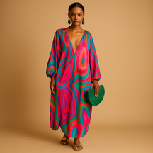 Variant image for Boho Maxi Kleid mit langen Ärmeln aus leichtem Stoff | Mila-26