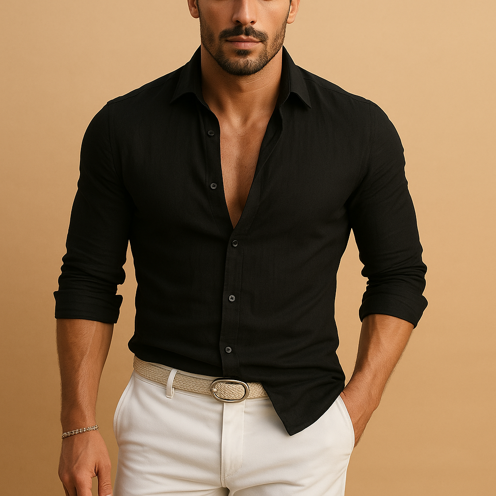 Leichtes Herrenhemd mit Button-Down-Kragen für Sommer | Daan-2
